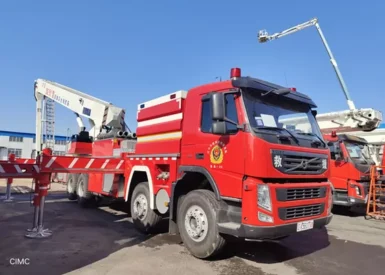 6??4 Driving Single Cab Hydraulic Aerial Ladder Fire Truck with full power PTO