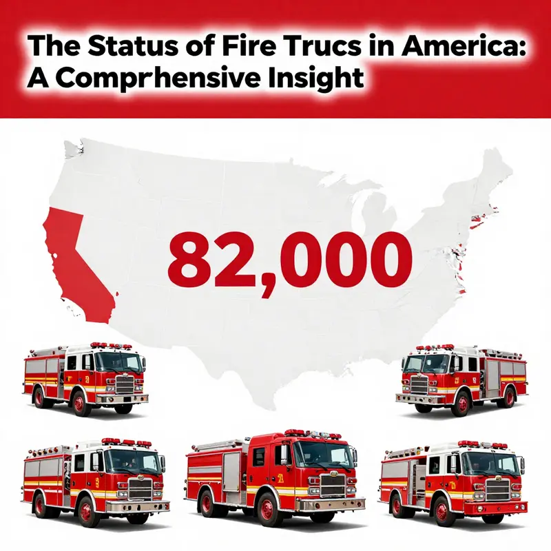 Statistics on fire trucks in the US, highlighting the active fleet size and types of vehicles.