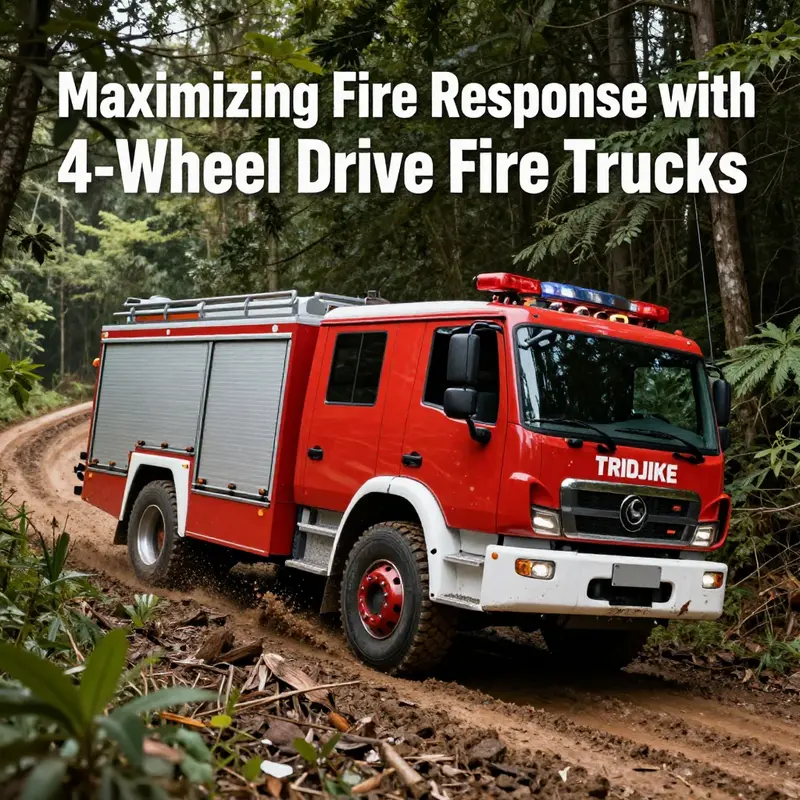 A variety of fire trucks, illustrating different types and their 4-wheel drive capabilities.