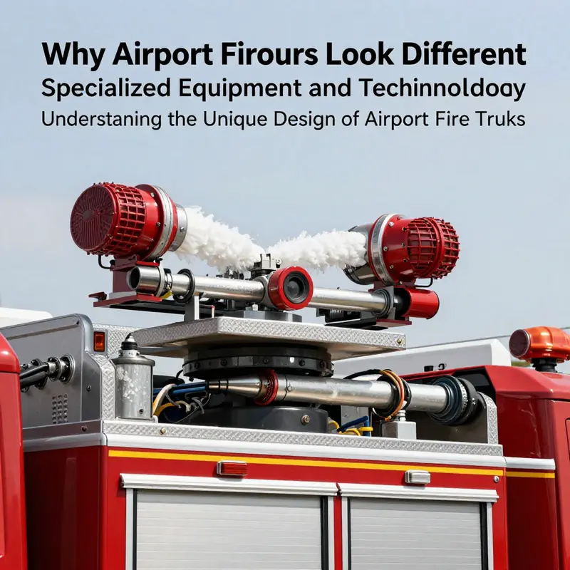 An ARFF vehicle’s engineering highlights its rugged design tailored for airport environments.
