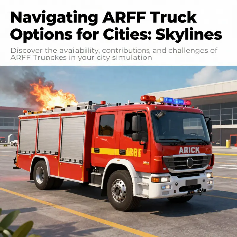 รถบรรทุก ARFF ใน *Cities: Skylines* ที่มีส่วนร่วมในการตอบสนองฉุกเฉินที่สนามบิน เน้นบทบาทที่สำคัญของมันในเกม.