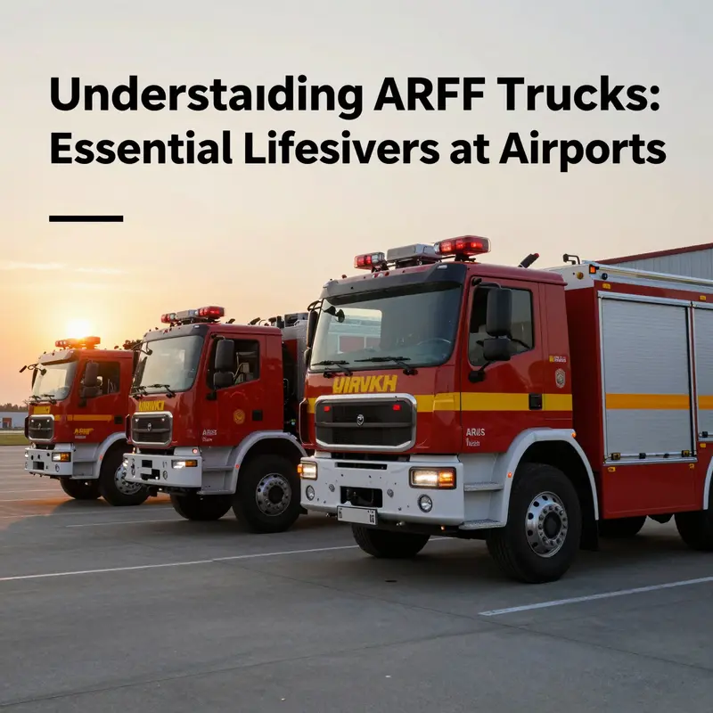 กลุ่มรถ ARFF จอดอยู่ที่สนามบิน ซึ่งเน้นความสำคัญของพวกเขาสำหรับการตอบสนองฉุกเฉิน.
