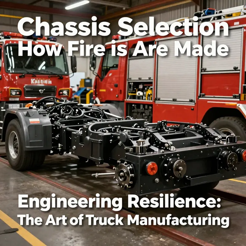 Inspecting a heavy-duty chassis, the foundation of fire truck manufacturing.