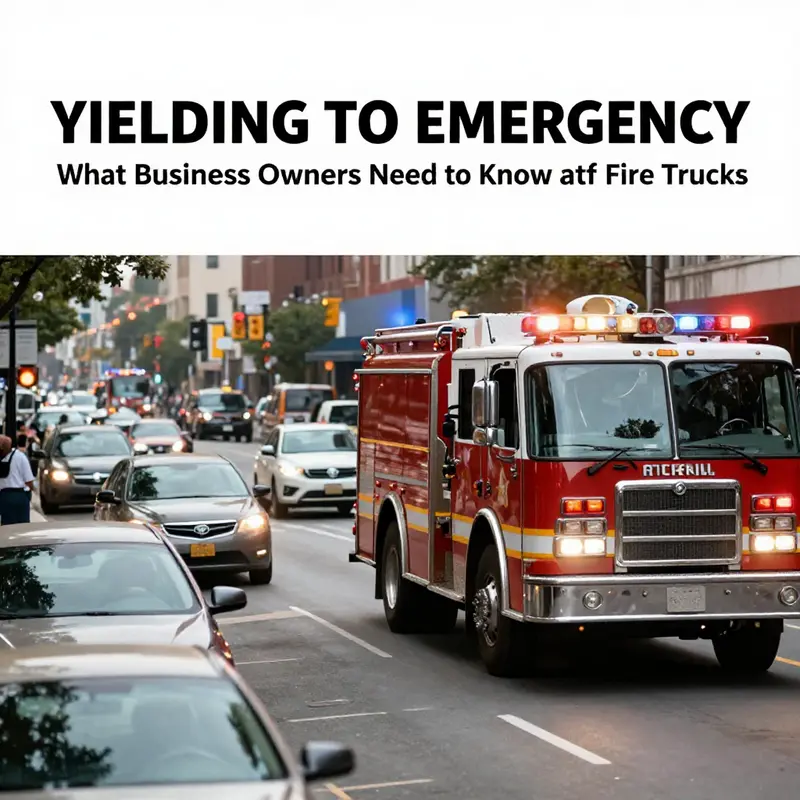 Traffic yielding to a fire truck, demonstrating the legal obligation to stop for emergency vehicles.