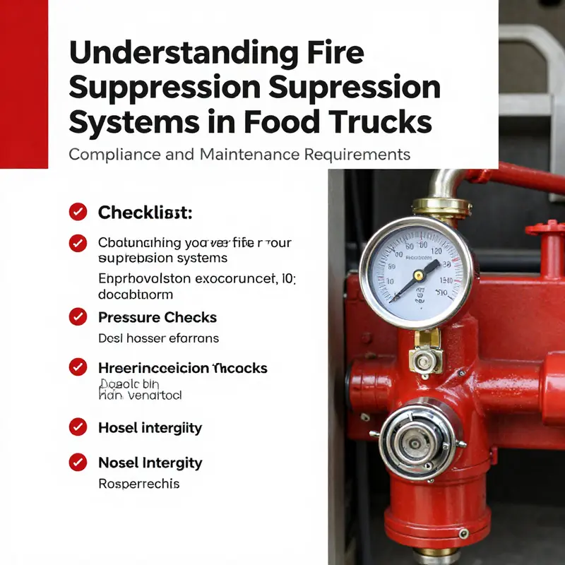 Components of a fire suppression system in a food truck, focusing on each critical part and its role.