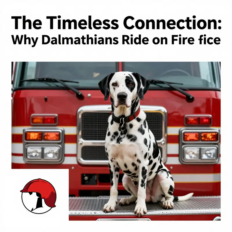 A proud Dalmatian seated on a fire truck, representing the historic bond between fire service and these beloved dogs.