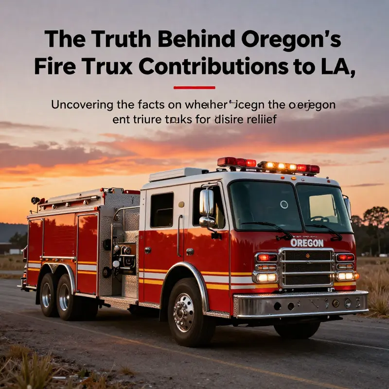 Uma fileira de caminhões de bombeiros de Oregon silhuetados contra um pôr do sol, representando prontidão para alívio de incêndios.