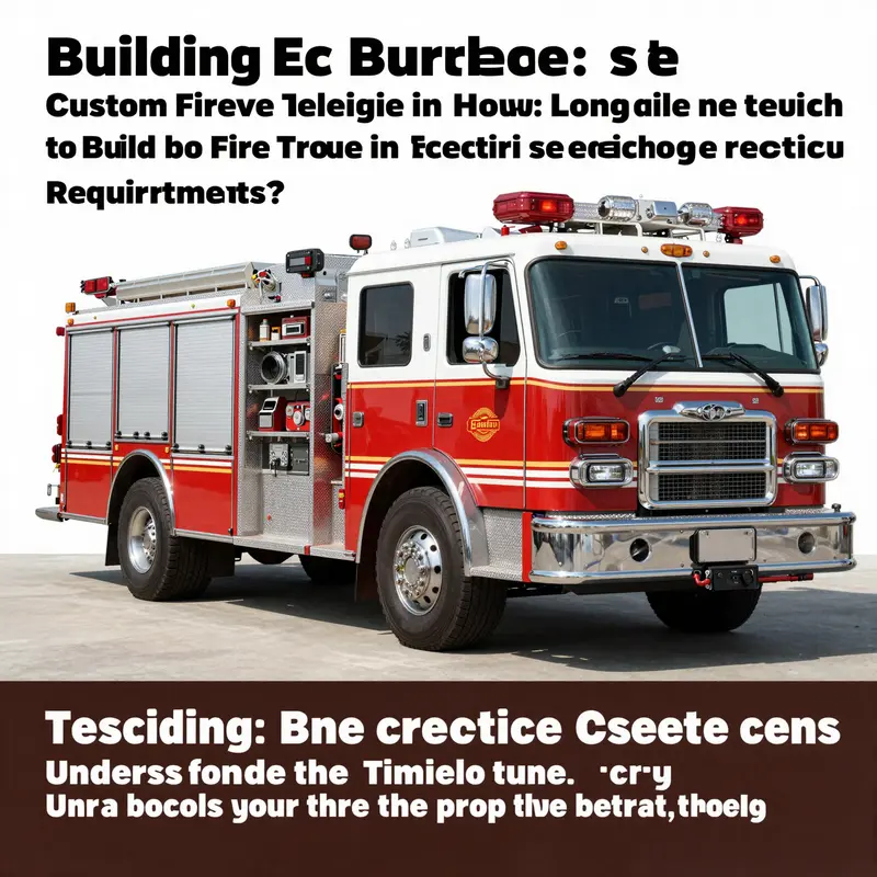Timeline infographic illustrating the phases involved in fire truck construction.