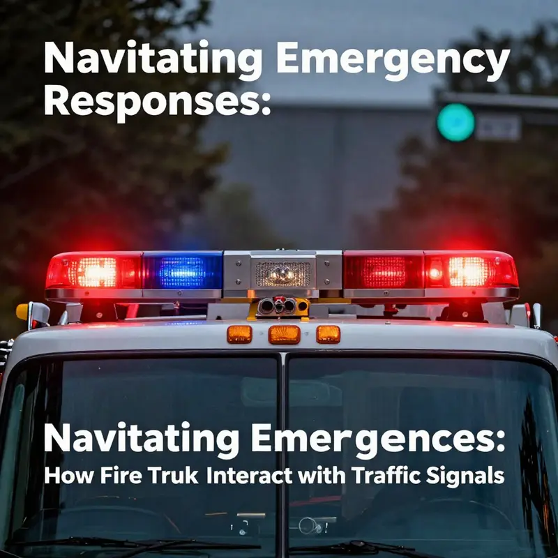 An illustration of how traffic signal preemption technology facilitates fire truck navigation.