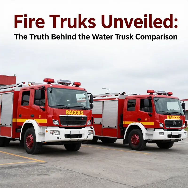 Fire truck and water truck compared, emphasizing their unique functions.