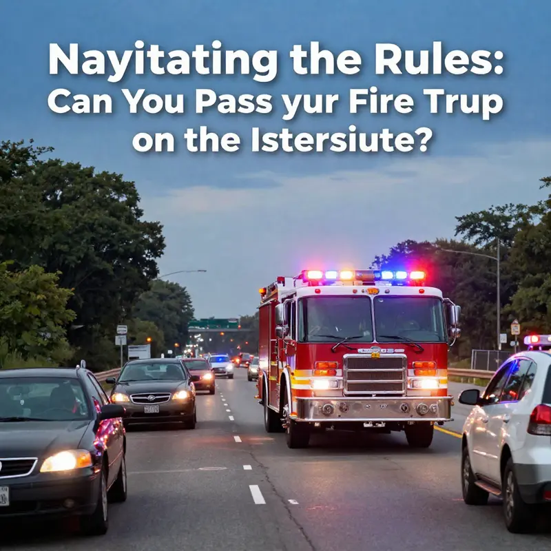 Vehicles yield to a fire truck on the interstate, following legal requirements for emergency vehicles.