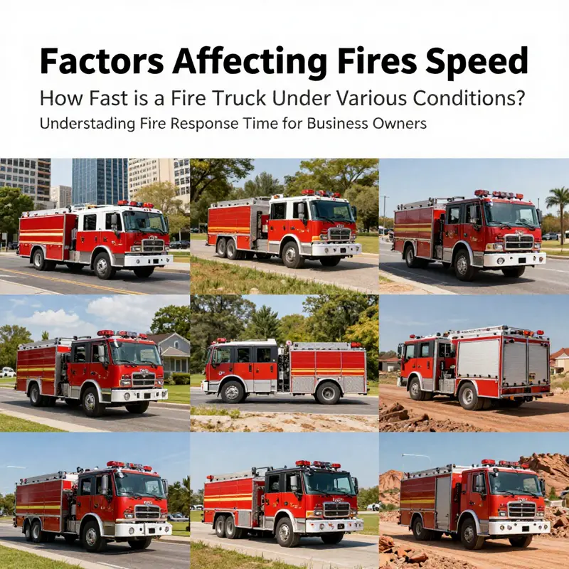 Fire truck responding to an emergency amidst city traffic, highlighting urban speed limitations.