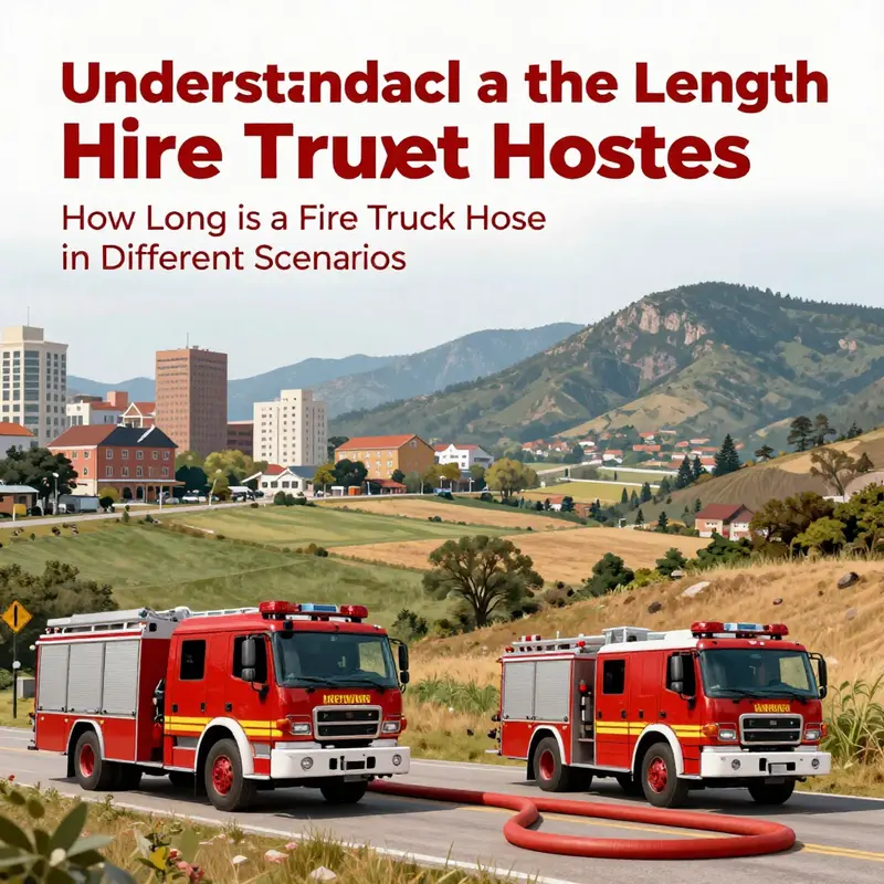 Various standard lengths of fire truck hoses displayed in a fire station.