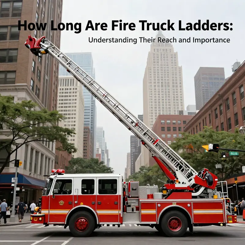 Different fire truck models demonstrating various ladder lengths.