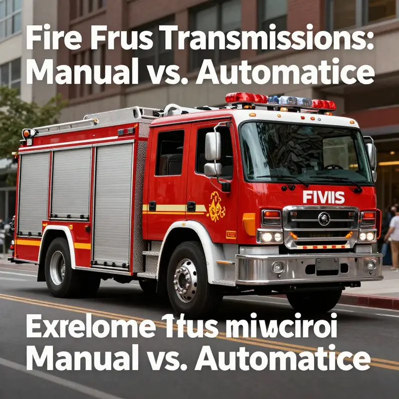 Caminhão de bombeiros respondendo ativamente a um chamado de emergência, destacando sua transmissão automática em ação.