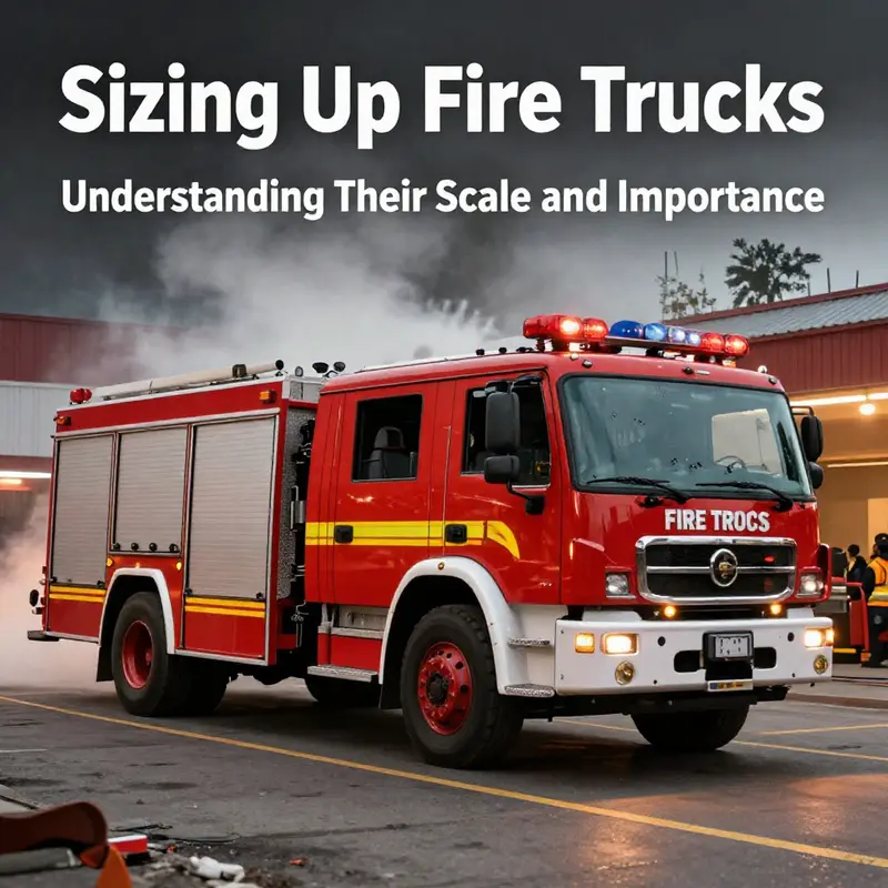 Comparison of various fire truck types, illustrating their different dimensions and specifications.