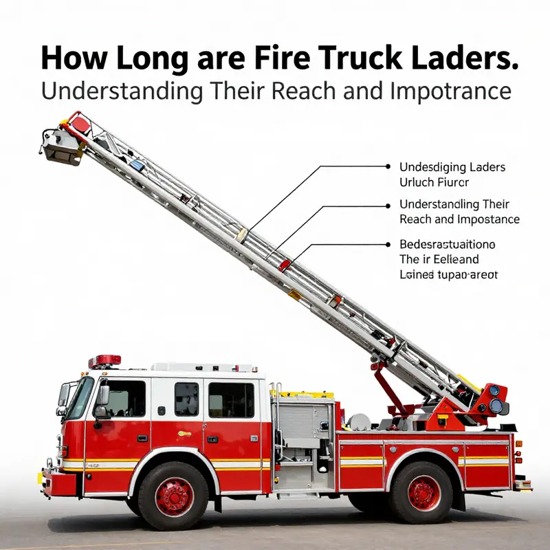 Different fire truck models demonstrating various ladder lengths.