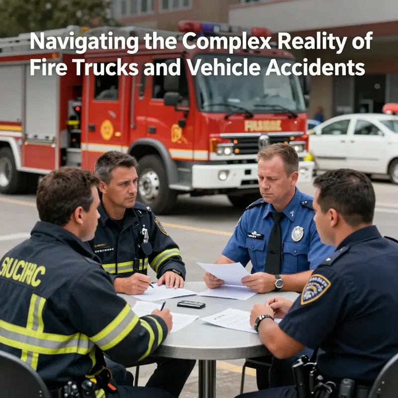 Fire trucks navigating through urban traffic, highlighting the urgency and risks of potential collisions with other vehicles.
