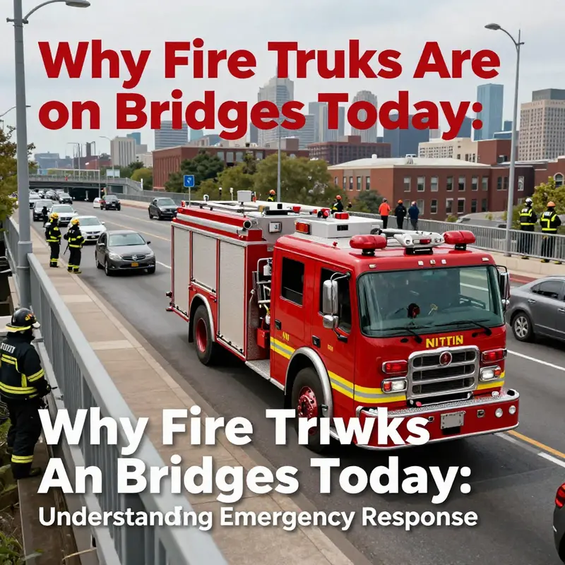 A fire truck ready to respond to an emergency on a busy urban bridge, highlighting crucial response dynamics.