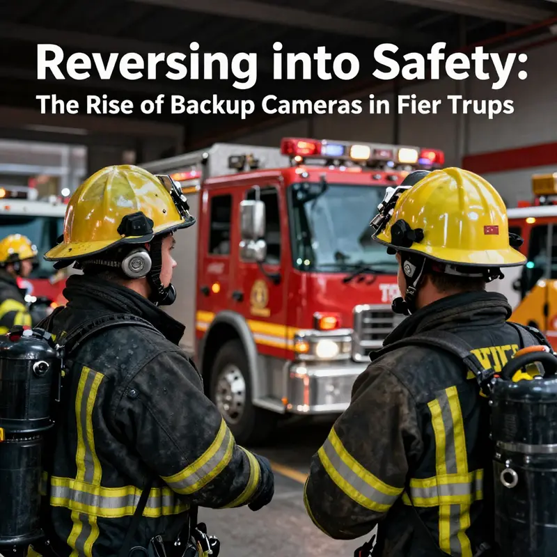 Modern fire trucks are now commonly equipped with backup cameras to enhance safety during reverse maneuvers.