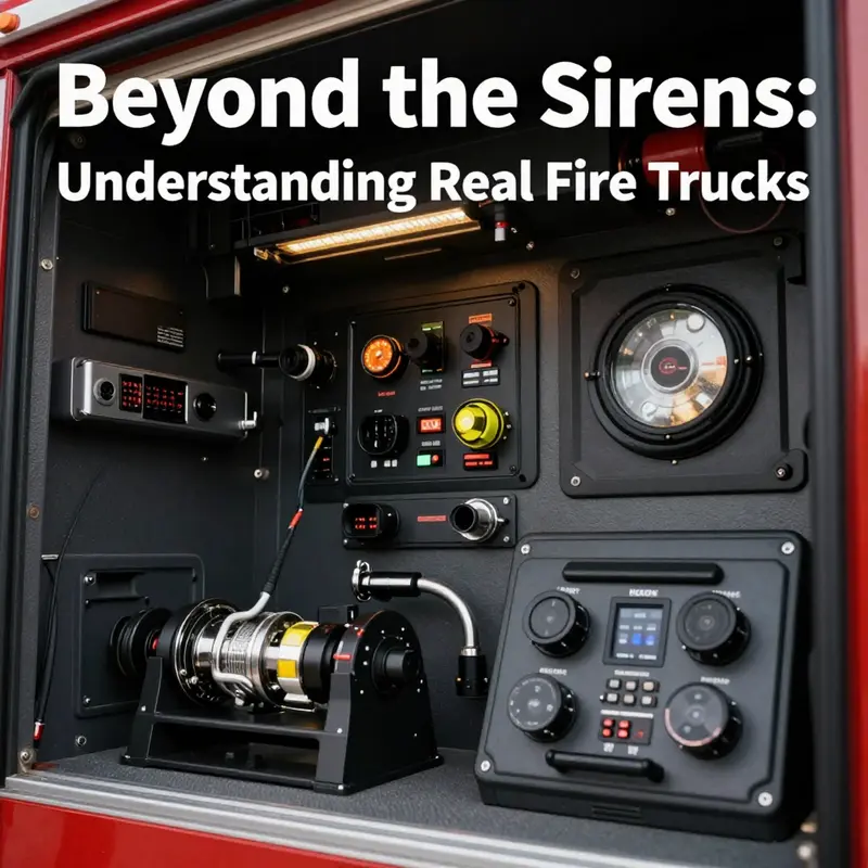 Anatomy of a real fire truck highlighting essential firefighting equipment.