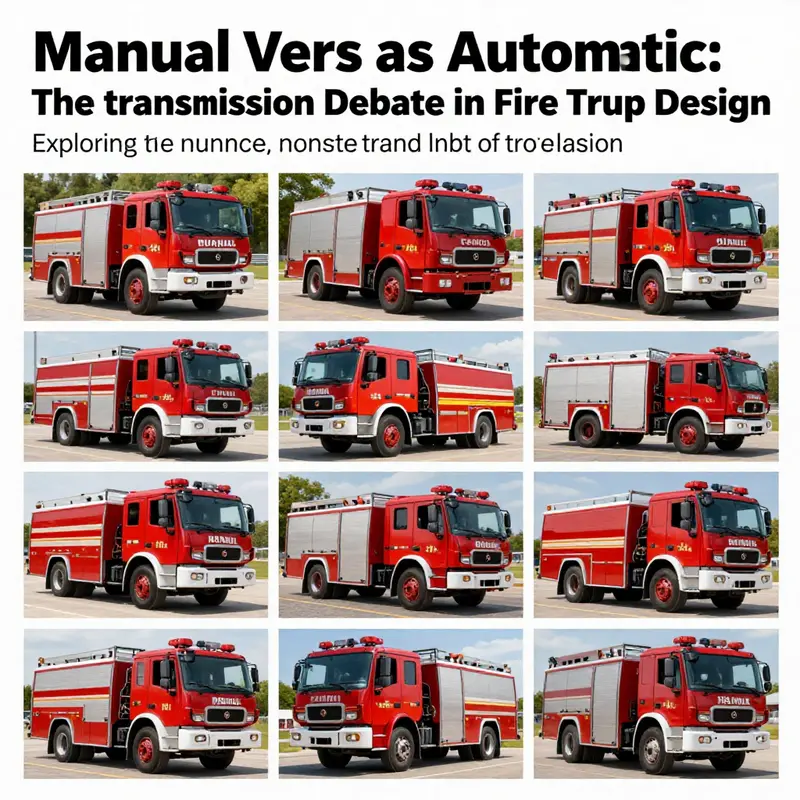 A dynamic representation of fire trucks, both manual and automatic, engaged in firefighting efforts.