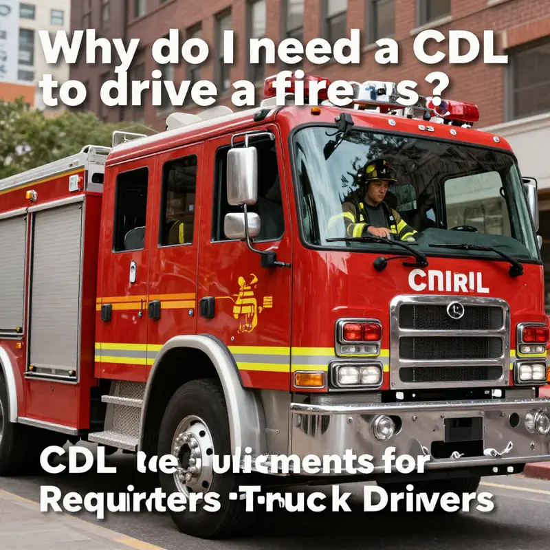 Firefighter emphasizing compliance with CDL regulations while driving a fire truck.