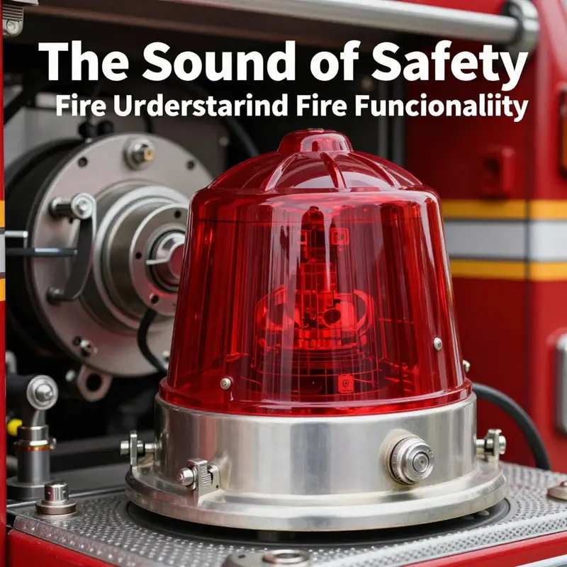 Close-up of a fire truck siren showcasing its intricate design and engineering.
