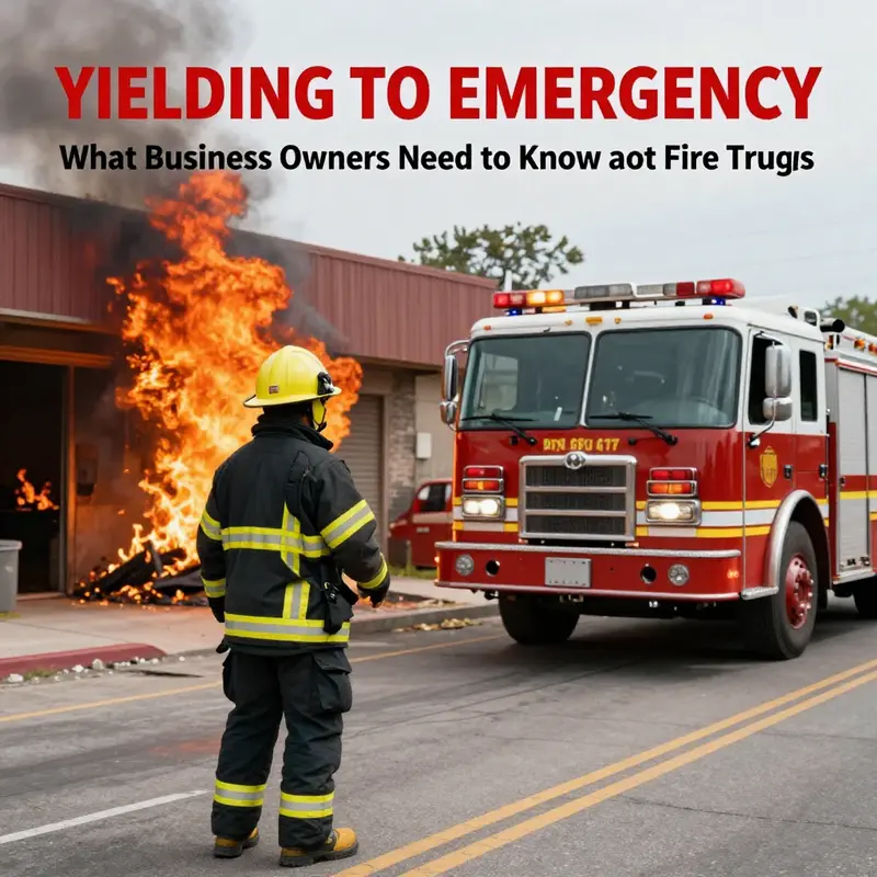 Traffic yielding to a fire truck, demonstrating the legal obligation to stop for emergency vehicles.