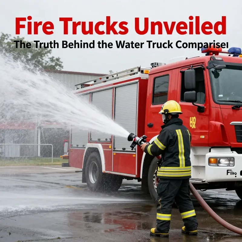Fire truck and water truck compared, emphasizing their unique functions.