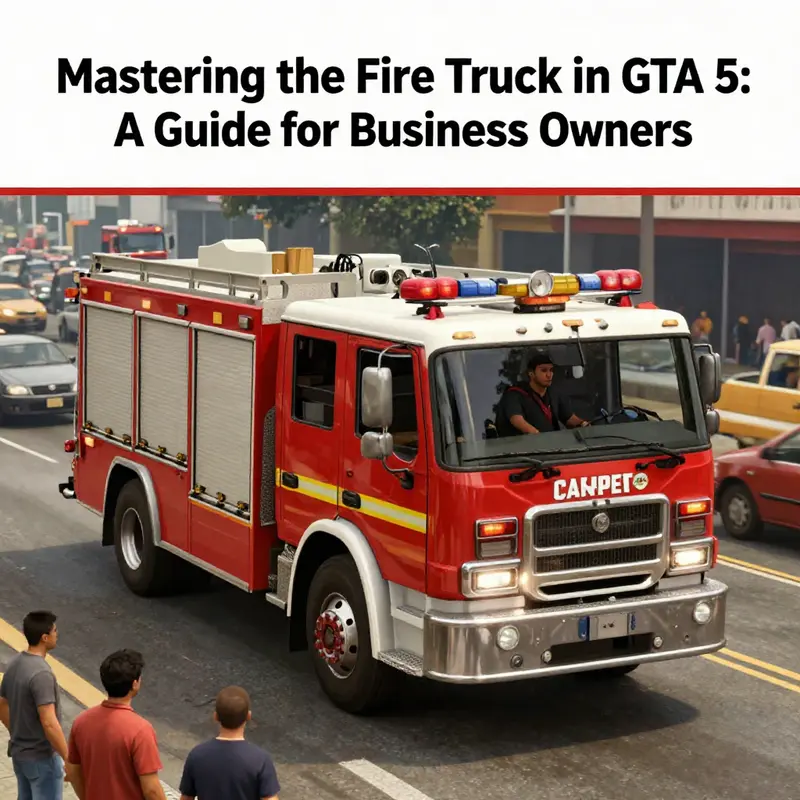 Fire truck safely parked outside a Los Santos fire station, ready for use.