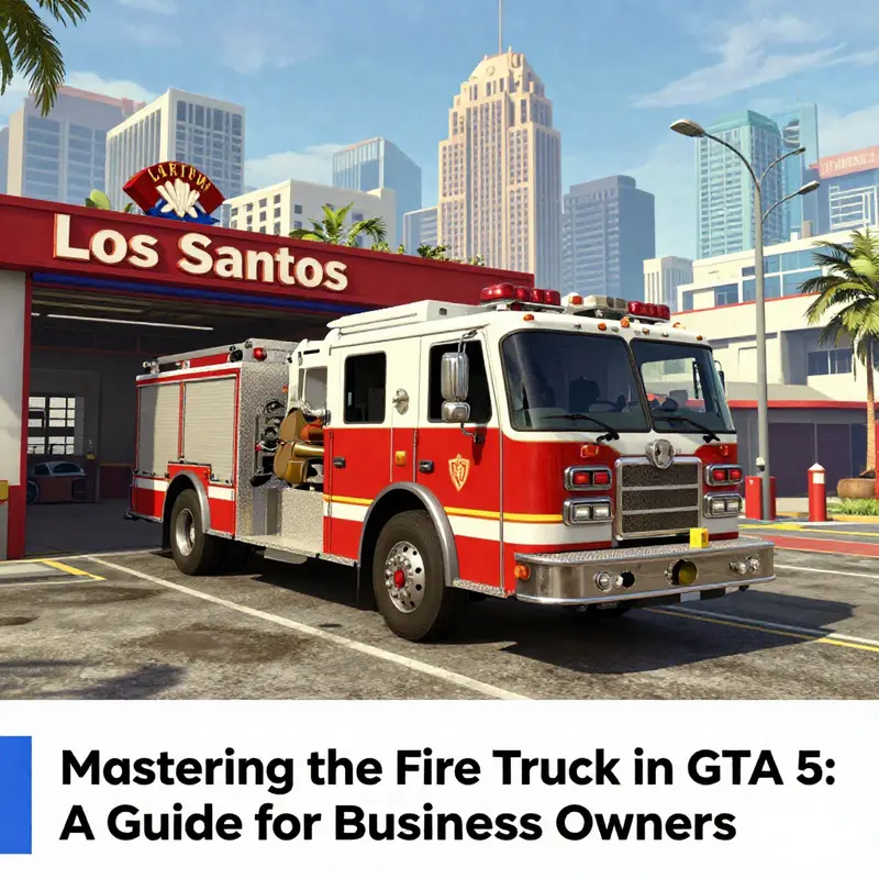Fire truck safely parked outside a Los Santos fire station, ready for use.