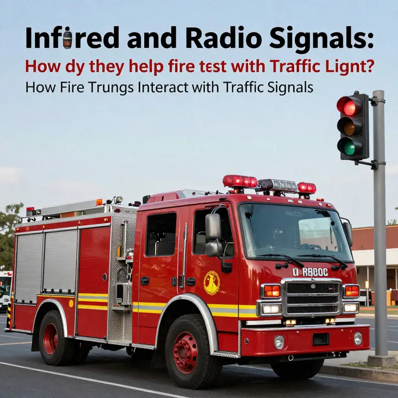 An illustration of how traffic signal preemption technology facilitates fire truck navigation.