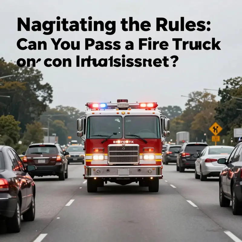 Vehicles yield to a fire truck on the interstate, following legal requirements for emergency vehicles.