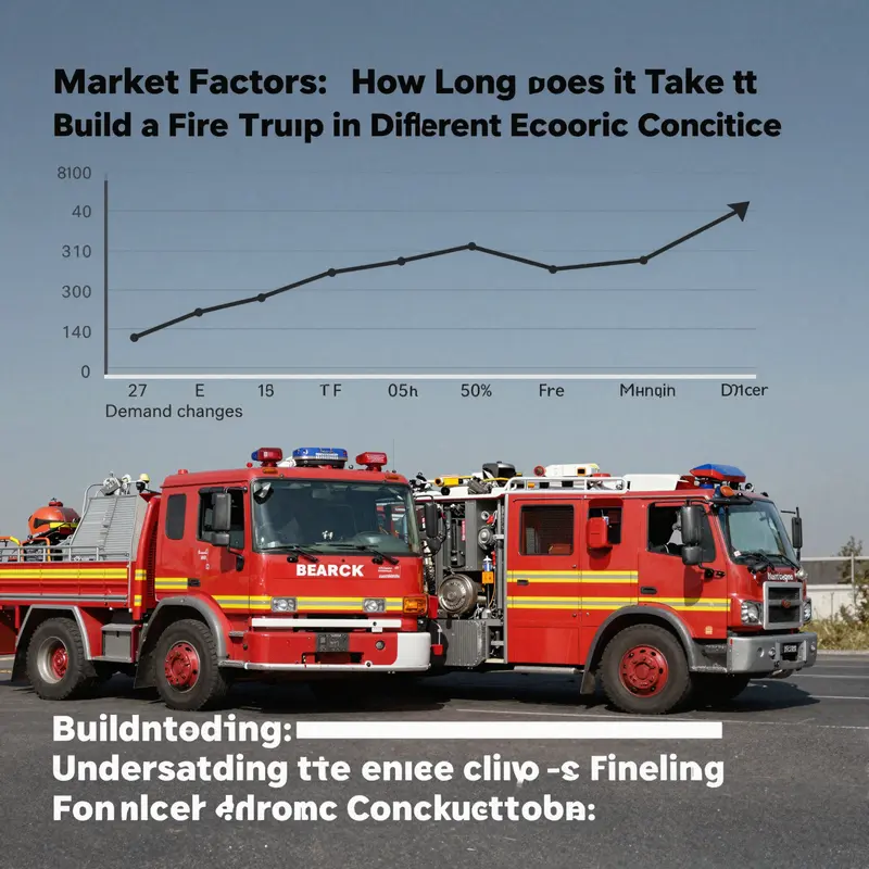 Timeline infographic illustrating the phases involved in fire truck construction.