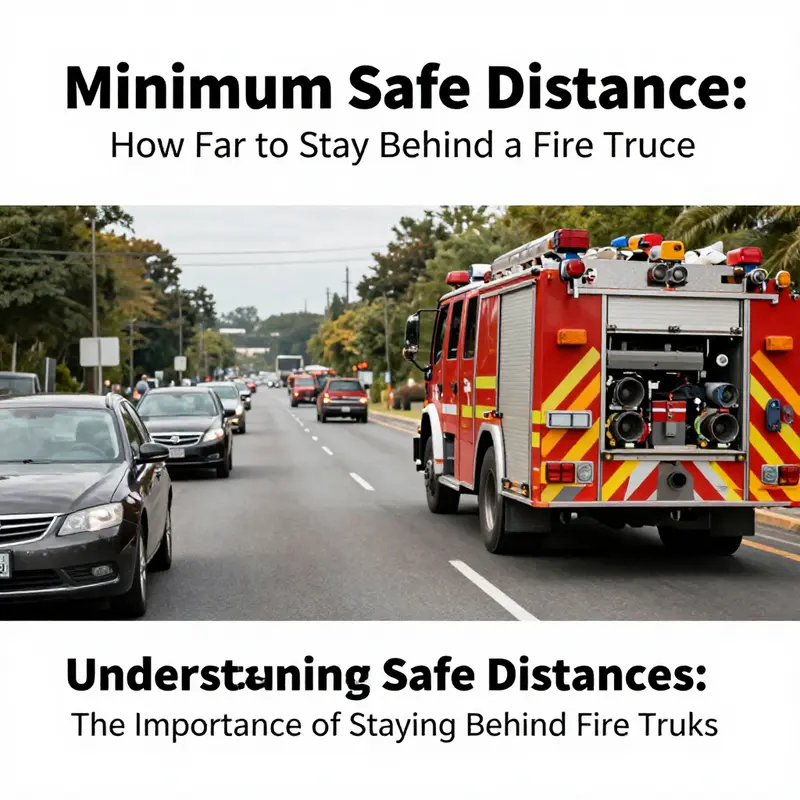 Illustration depicting the recommended safe distance of a fire truck during an emergency response.