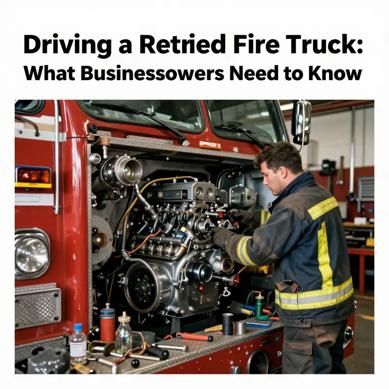 A neglected retired fire truck, highlighting the need for safety evaluations before driving.