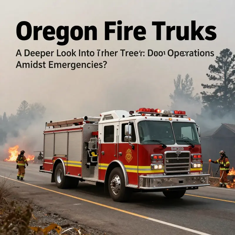 Oregon fire trucks responding to a wildfire scene with visible emergency operations in progress.