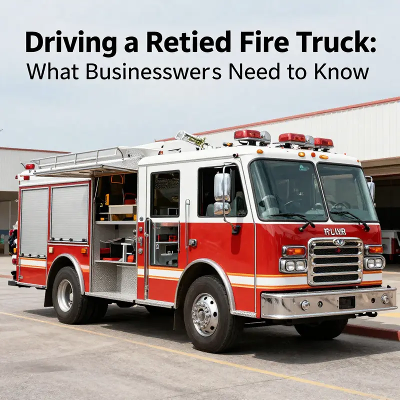 A neglected retired fire truck, highlighting the need for safety evaluations before driving.