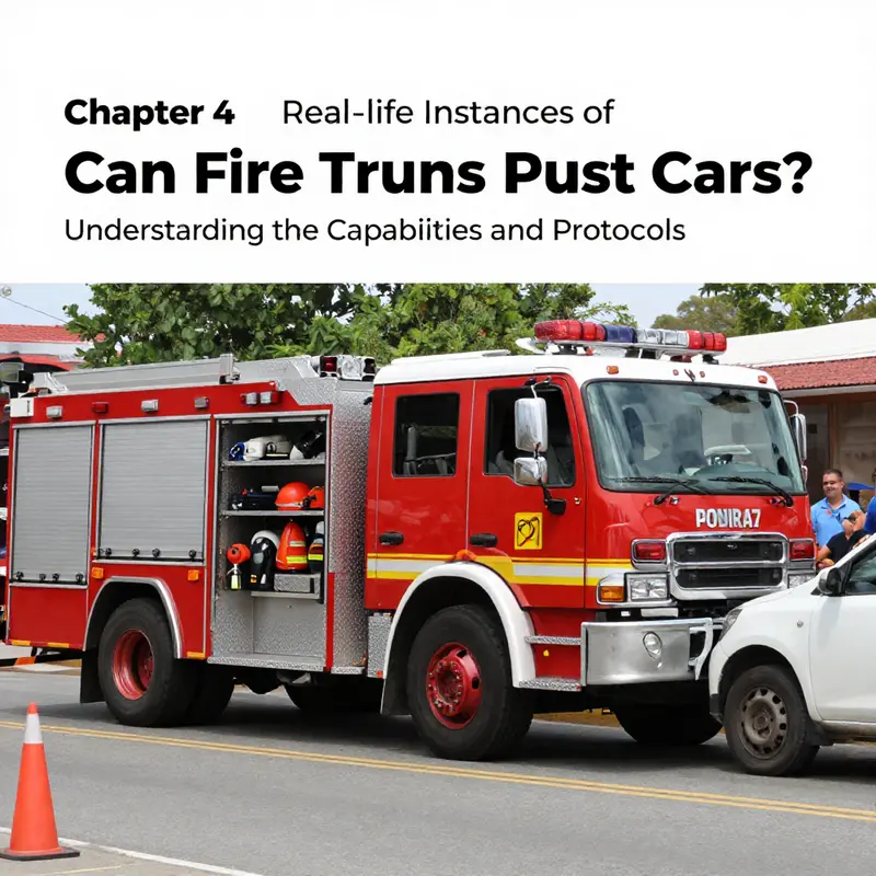 Caminhões de bombeiros empurram carros usando protocolos de emergência estabelecidos durante situações críticas.