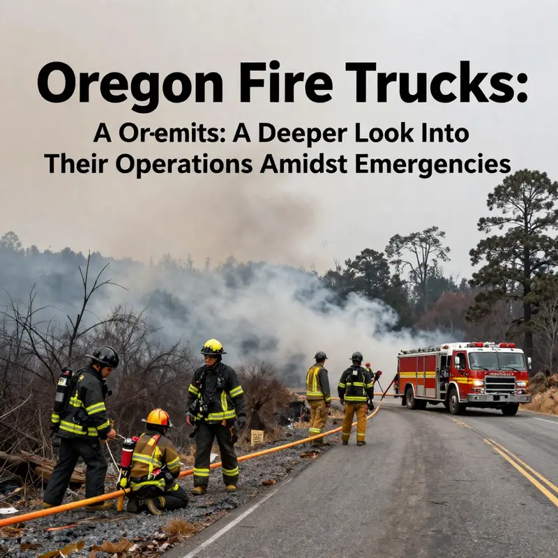 Oregon fire trucks responding to a wildfire scene with visible emergency operations in progress.