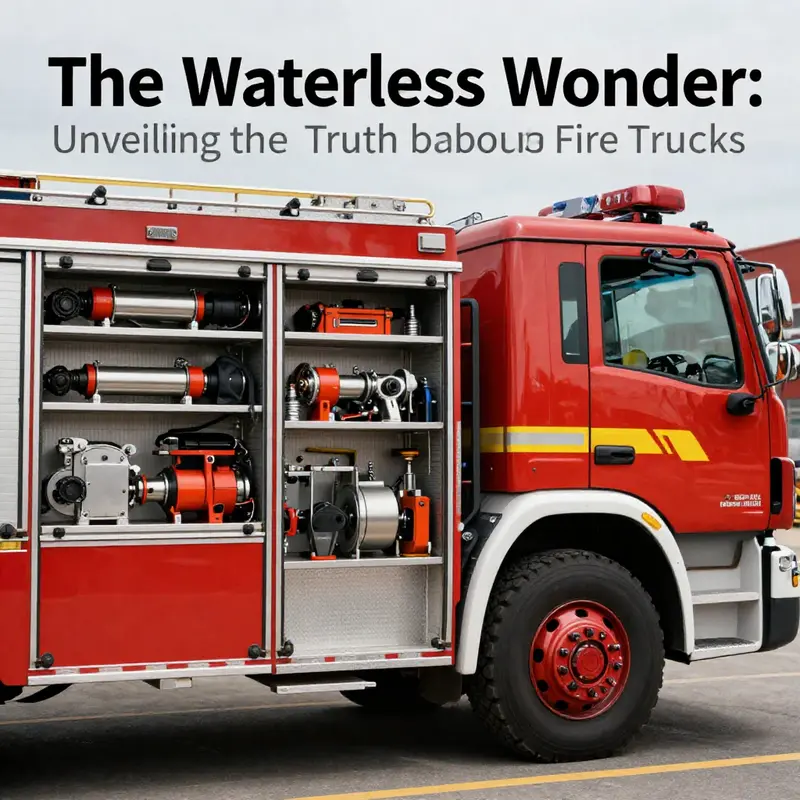 A showcase of different types of fire trucks and their varying water-carrying capacities.