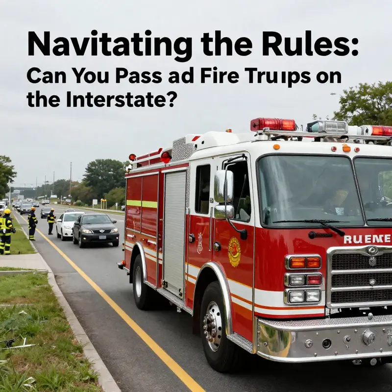 Vehicles yield to a fire truck on the interstate, following legal requirements for emergency vehicles.