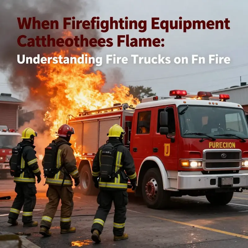A fire truck experiencing an engine fire, showcasing a rare yet alarming event.