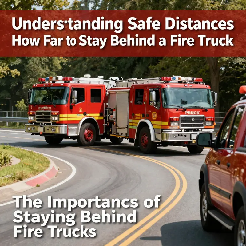 Illustration depicting the recommended safe distance of a fire truck during an emergency response.