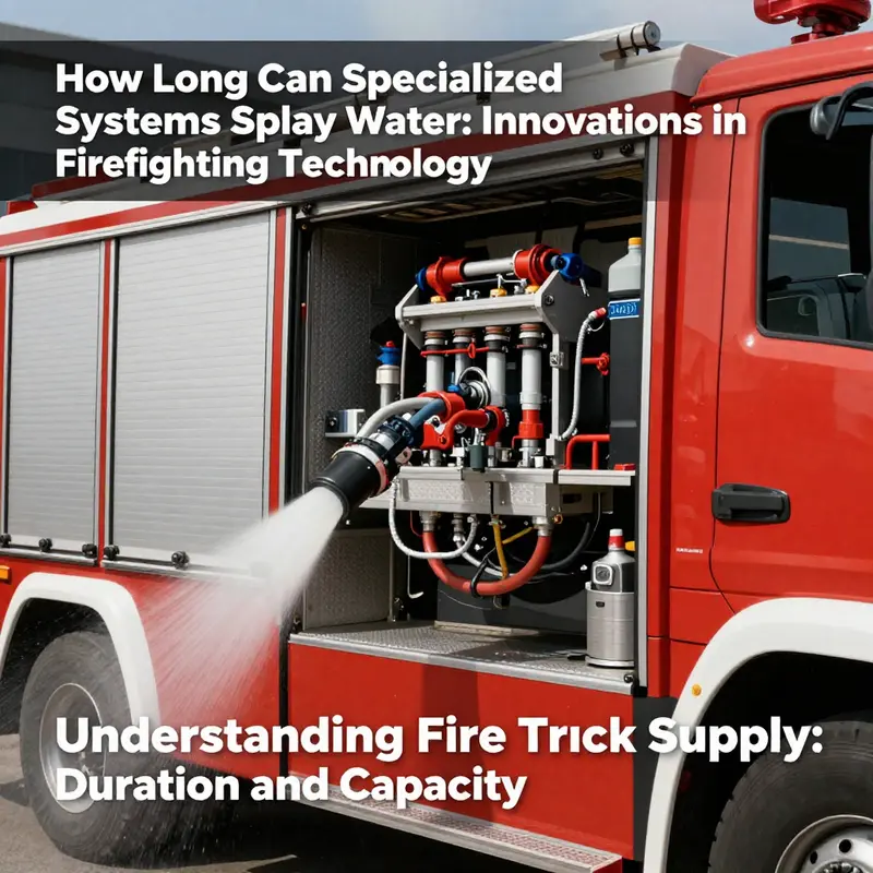 A standard fire truck demonstrating its water spraying capabilities during an emergency.