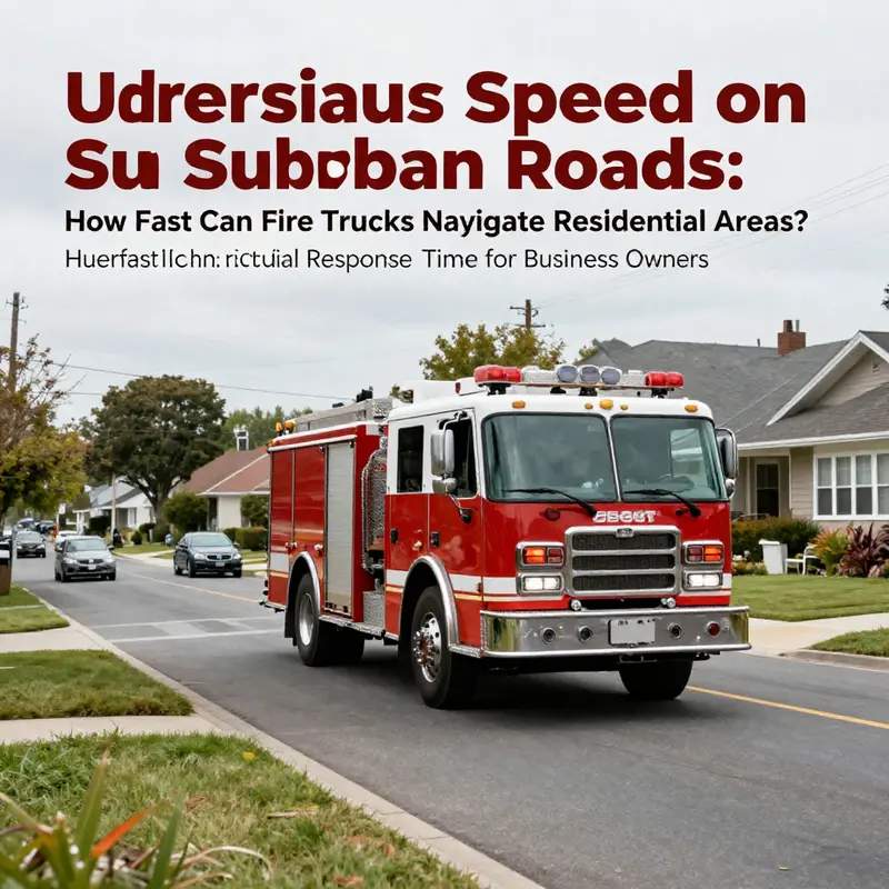Fire truck responding to an emergency amidst city traffic, highlighting urban speed limitations.