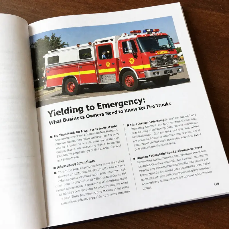 Traffic yielding to a fire truck, demonstrating the legal obligation to stop for emergency vehicles.