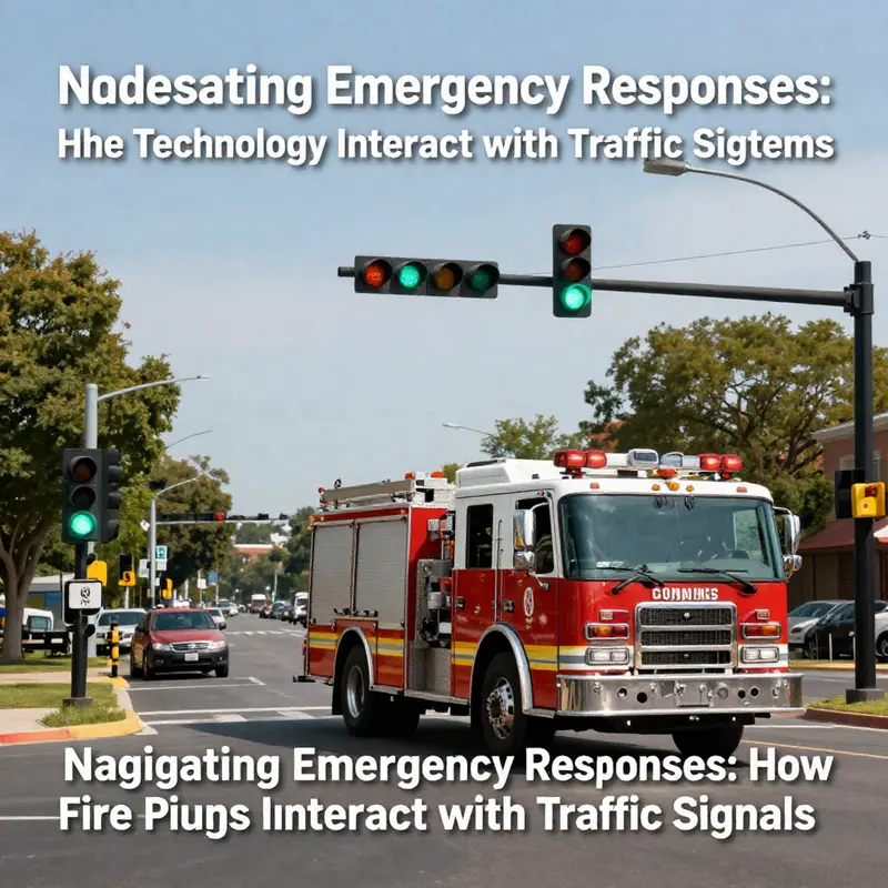 An illustration of how traffic signal preemption technology facilitates fire truck navigation.