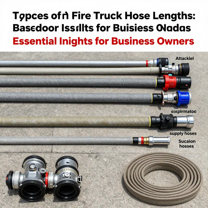Various standard lengths of fire truck hoses displayed in a fire station.